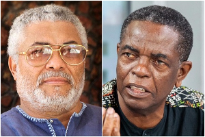 L-R: The late Jerry John Rawlings and veteran broadcaster Kwesi Pratt