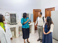 Dr Cynthia Laar engaging the TWAS delegation during their tour