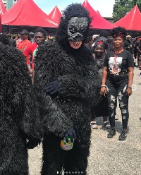 This man came dressed like a masquerade to the burial service of late Ebony at the State House