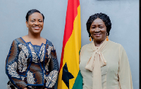 A photo of Lydia Yaako Donkor (L) and Vice President Professor Naana Jane Opoku-Agyemang