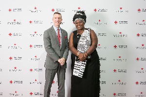 Catherine (right) with CEO of NY Red Cross Josh Lockwood. Photo courtesy NY Red Cross