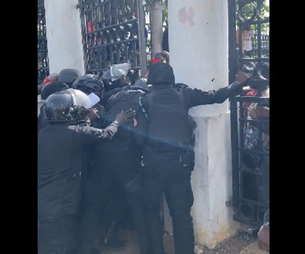 Screenshot from video showing protestors at Supreme Court gate