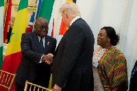President Nana Addo Dankwa Akufo-Addo shakes hands with US President Donald Trump
