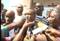 Hassan Ayariga speaking to some journalist at the court premises