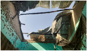 A ceiling damaged by shelling shrapnel at a displaced persons center in El Fasher, Sudan, October 7, A ceiling damaged by shelling shrapnel at a displaced persons center in El Fasher, Sudan, October 7,