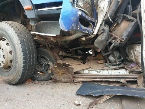 The driver and mate on-board the Kia Truck were trapped dead in their mangled vehicle