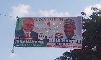 A banner of President John Mahama, and the Parliamentary nominee Ibrahim Anyass