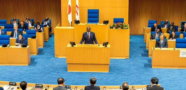 President William Ruto addresses the TICAD9 at the Yokohama City Assembly in Japan