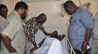 The Mayor of Accra with members of the METSEC at the hospital to see some of the injured persons.