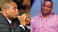 Franklin Cudjoe (L), President of IMANI Africa, Chairman Wontumi (R) Ashanti Regional NPP Chairman