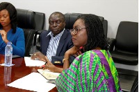 Mrs. Ursula Owusu-Ekuful, Minister for Communications, listening with rapt attention