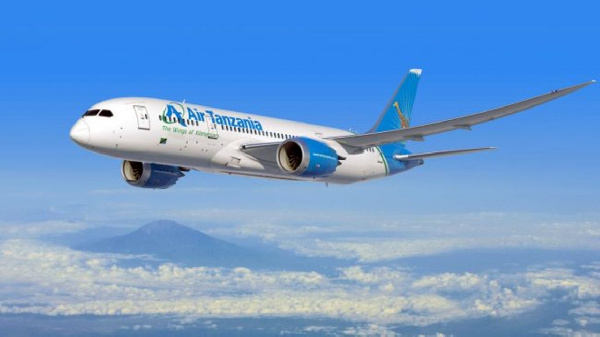 One of the Air Tanzania planes flies