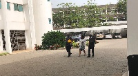 Chairperson of the Electoral Commission, Mrs Charlotte Osei with her lawyers walking to the court