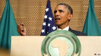 Obama was addressing the African Union at its headquarters in Addis Ababa   Photo: Reuters