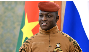 Burkina Faso President Ibrahim Traoré arrives at the Grand Kremlin Palace in Moscow