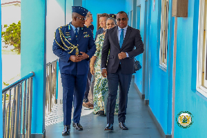 eputy Minister for Defence, Ernest Brogya Genfi (R) among some top officials of the military