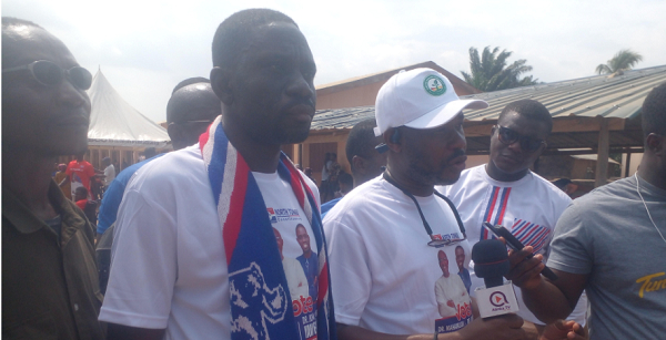 Osborne Fenu (right) speaking to the media