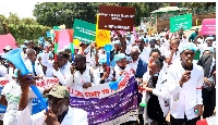Medical practitioners participating in a demonstration in Nairobi, Kenya on March 4,2024