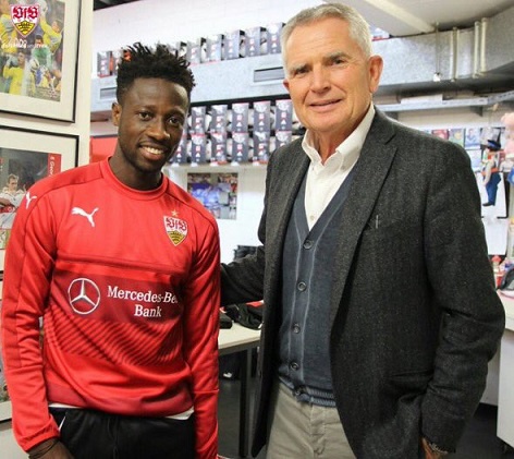 Ofori with Stuttgart president Wolfgang Dietrich