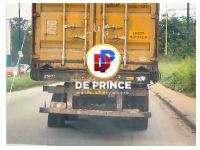 Snipped of the truck with worn-out tyres