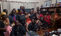Nana Akufo Addo poses for a historical picture with his guests from Bator, Volta Region.