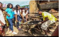 Clean up exercise with some traders at Abura Market in Cape Coast  Source: http://3news.com/groups-d