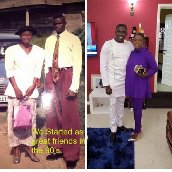 Ohemaa Mercy and husband (then and now)