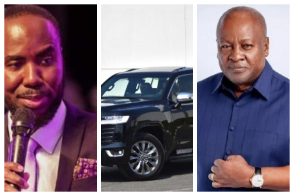 [L-R] Kwabena Adu Boahene, file photo of a car and President John Dramani Mahama