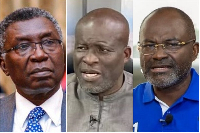Titus Glover (centre) has blasted Prof Frimpong-Boateng (left) and Kennedy Agyepong (right)