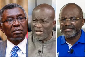 Titus Glover (centre) has blasted Prof Frimpong-Boateng (left) and Kennedy Agyepong (right)