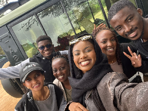 Some journalists, influencers and an official of TikTok during a tour of Nairobi