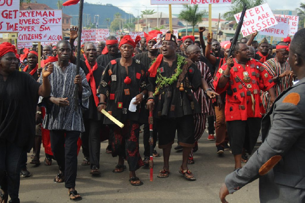 The Akyem Traditional Council lead a demonstration against the NDC in 2019