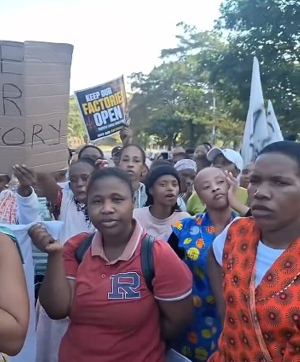 Demonstrators expressed frustration over job losses