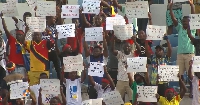 Angry Hearts of Oak fans protest at stadium