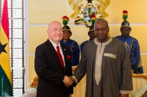 US Ambassador to Ghana, Robert Jackson (left) meets President Mahama