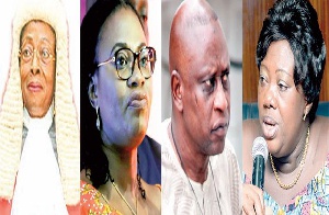 [From left to right] Chief Justice Sophia Akuffo, Charlotte Osei, Amadu Sulley, Georgina Amankwah