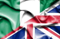 Combination foto of Nigeria and UK flags