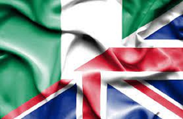 The flags of Nigeria and UK