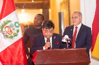 Peruvian Ambassador to Ghana speaks at the anniversary celebration