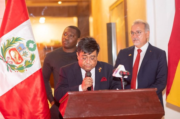 Peruvian Ambassador to Ghana speaks at the anniversary celebration