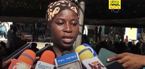 kidnap victim Amira Saliu speaking to the media