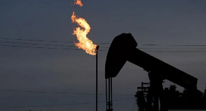 A oil pumpjack on Lake Maracaibo in Cabimas, Zulia state, Venezuela