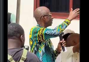 Asiedu Nketiah captured questioning the said security man Asiedu Nketiah captured questioning the said security man