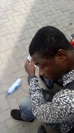 GhanaWeb's cameraman, Ebenezer Ackah was brutally beaten by NPP security personnel