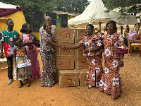 Professor Dr. Grace Ayensu Danquah presenting the machines to the association