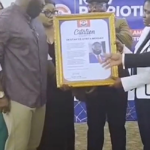 Afrifa-Mensah received a citation recognising his contribution to the party