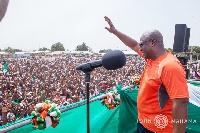 Former President John Dramani Mahama speaking at a unity walk rally