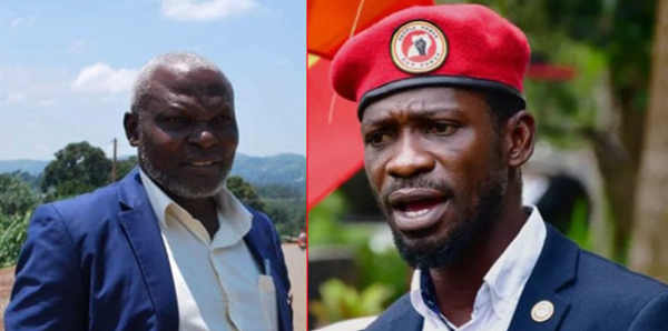 Masaka Resident City Commissioner, Ahamada Washaki (L) and NUP presidential candidate  Bobi Wine