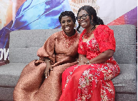 Nana Yaa Otchere, widely known as Mz Nana (L) in a photograph with Diana Hamilton (L)