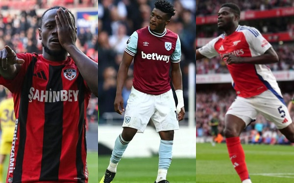 L-R: Emmanuel Boateng, Mohammed Kudus, Thomas Partey